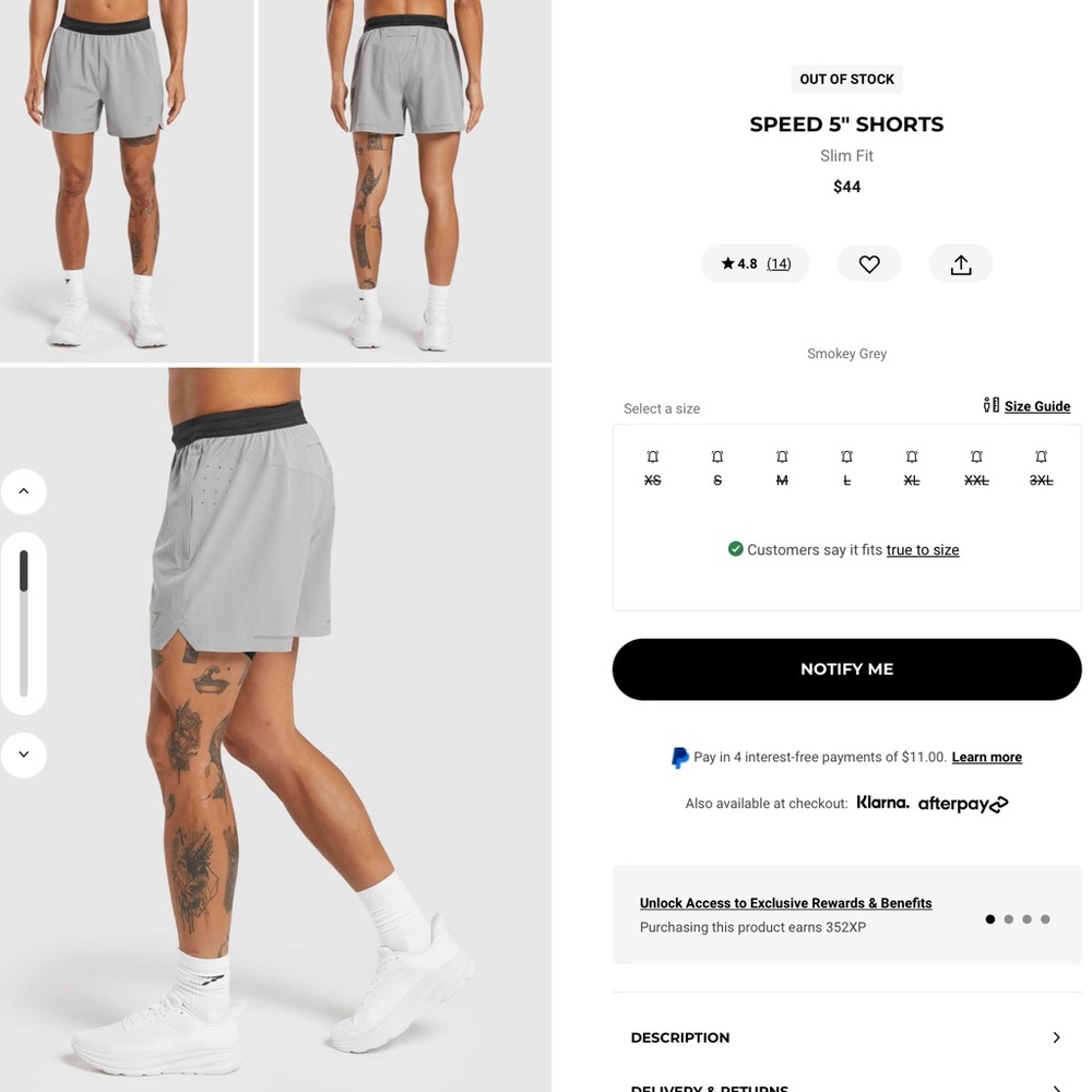 Gymshark Men’s Speed 5in. Shorts Size Large